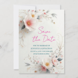Watercolor Aquarell Floral Script Save The Date