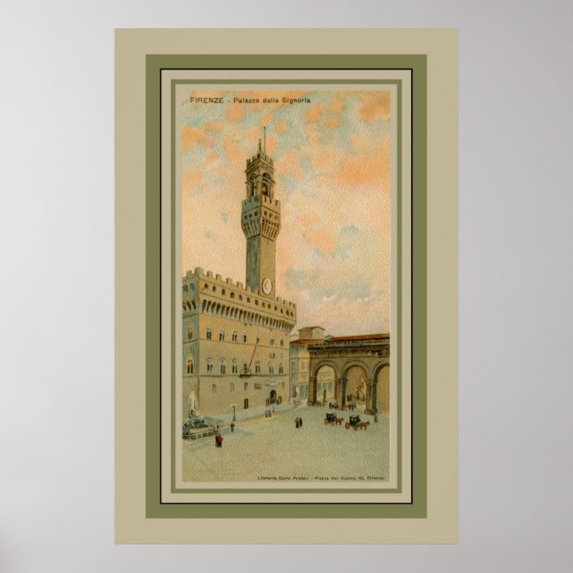 Watercolor aquarelle Florence Palazzo Vecchio Poster (Front)