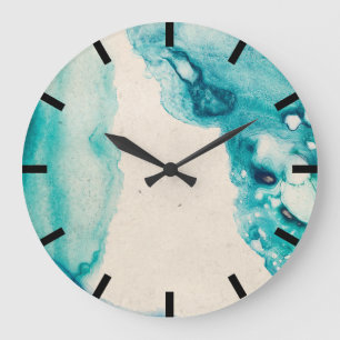 Watercolor Aquarelle Indigo Navy Blue Creamy Kraft Large Clock