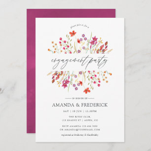 Watercolor Aquarelle Wild Flower Engagement Party Invitation