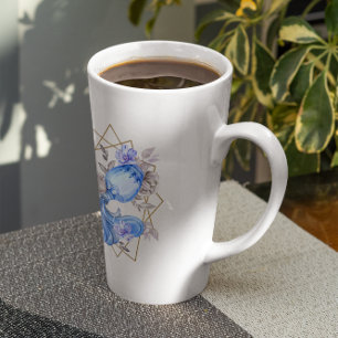 Watercolor Aquarius Astrology Zodiac   Monogram Latte Mug