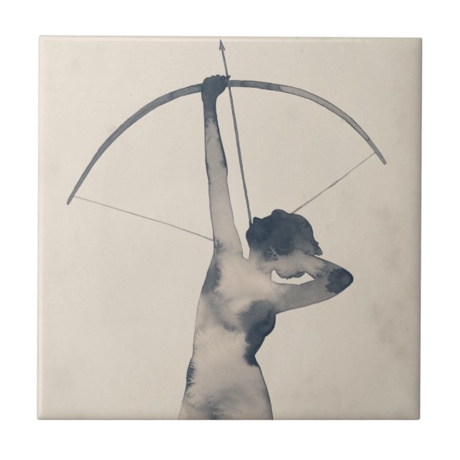 Watercolor Archeress Ceramic Tile (Front)