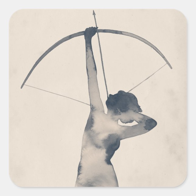 Watercolor Archeress Square Sticker (Front)