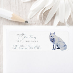 Watercolor Arctic Fox Christmas Return Address Label