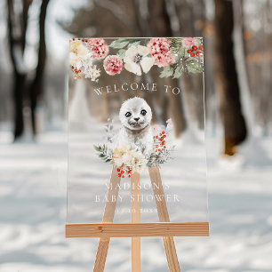Watercolor Arctic Seal Baby Shower Welcome Acrylic Sign