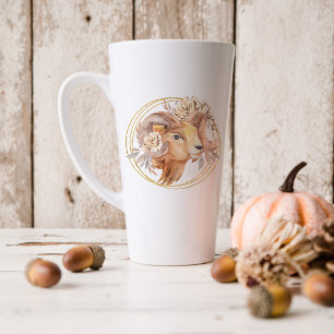 Watercolor Aries Astrology Zodiac Sign   Monogram Latte Mug