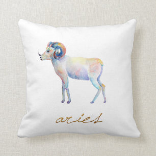 Watercolor Aries Ram Cushion