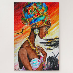 Watercolor Art - African Princess - Beautiful - Jigsaw Puzzle