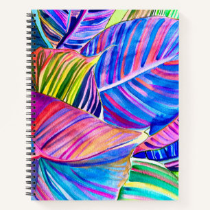 Watercolor art canna tropical leaves notebook