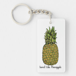 Watercolor Art Cute Pineapple Key Ring