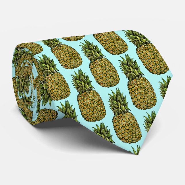 Watercolor Art Cute Pineapple Tie (Rolled)