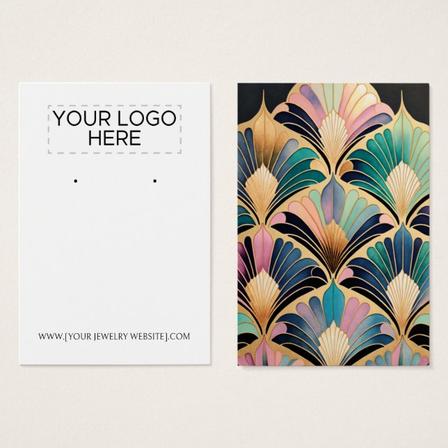 Watercolor Art Deco Earring Display Card (Front & Back)