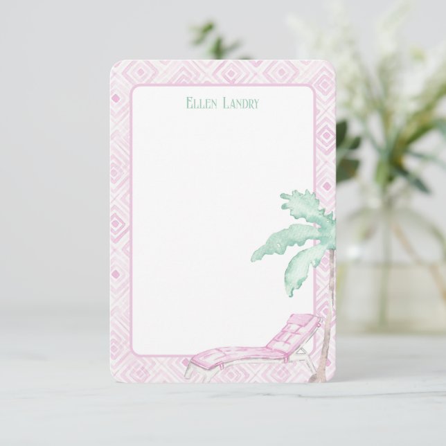 Watercolor Art Deco Palm Beach Chair Thank You Card (Standing Front)