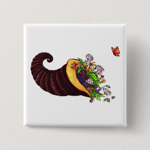 watercolor art filling horn filled with flowers 15 cm square badge