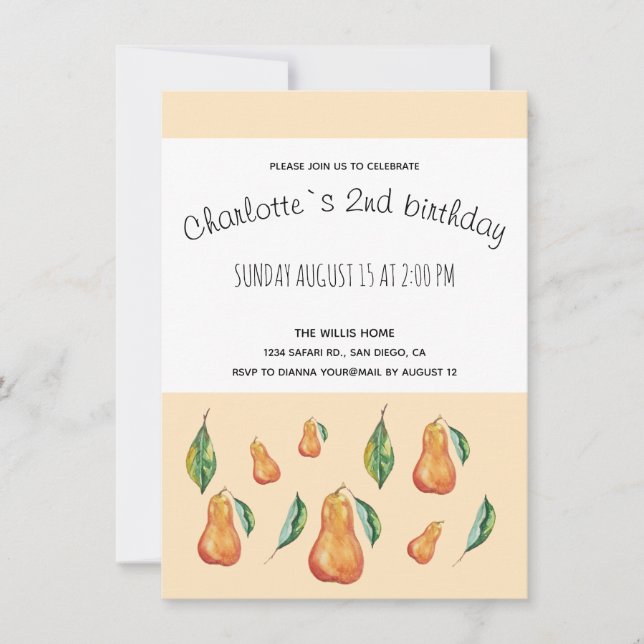 Watercolor Art Happy Pear Announcement (Front)