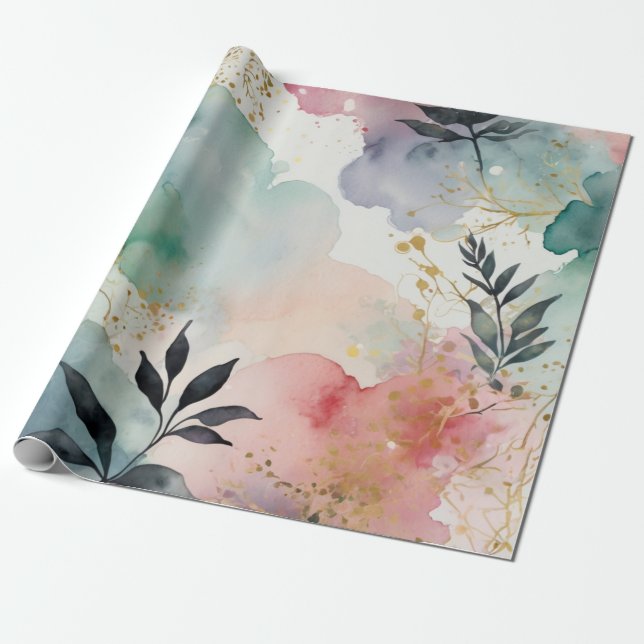 Watercolor art luxurious design wrapping paper (Unrolled)