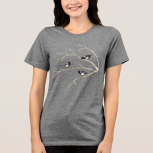 Watercolor Art Magpie Bird Country Tri-Blend Shirt