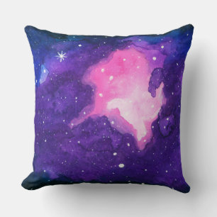 Watercolor Art, Nebula Stars Galaxy Universe Space Cushion