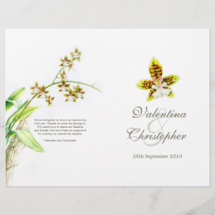 Watercolor art Orchid flower wedding programme