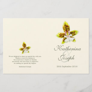 Watercolor art Orchid flower wedding programme