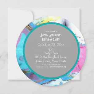 Watercolor Art Paint Birthday Party Invitation