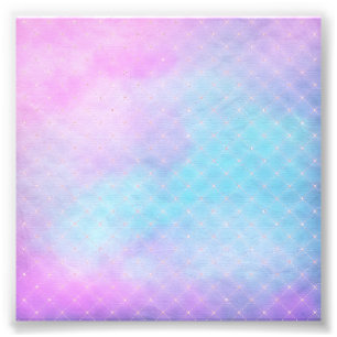 Watercolor Art Pastel Colour Blue Purple Girl Photo Print