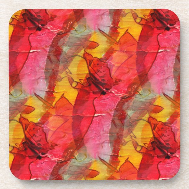 Watercolor art red yellow coaster (Front)