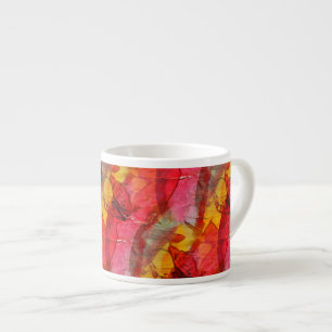 Watercolor art red yellow espresso cup