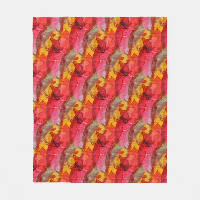 Watercolor art red yellow fleece blanket (Front)