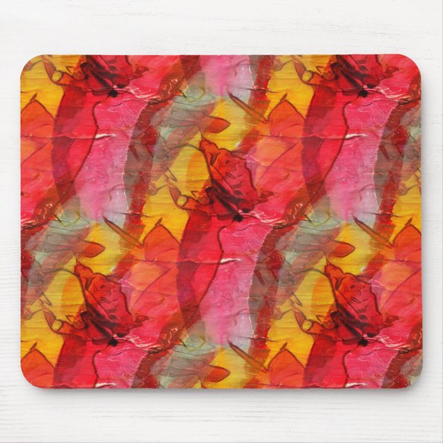 Watercolor art red yellow mouse pad (Front)