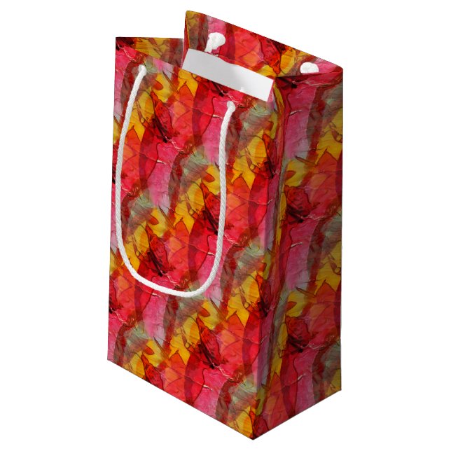 Watercolor art red yellow small gift bag (Back Angled)