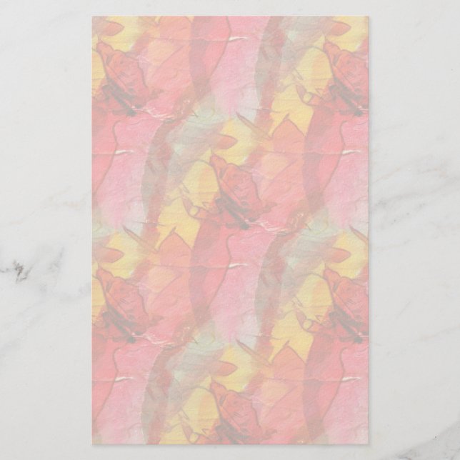 Watercolor art red yellow stationery (Front)