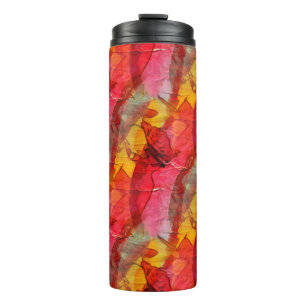Watercolor art red yellow thermal tumbler