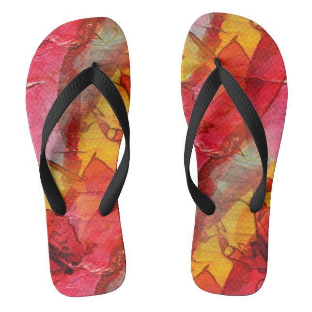 Watercolor art red yellow thongs (Footbed)