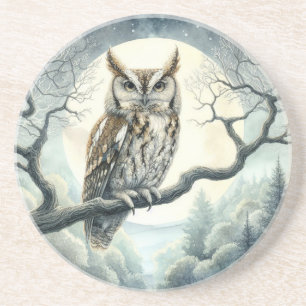 Watercolor Art Screech Owl Coaster