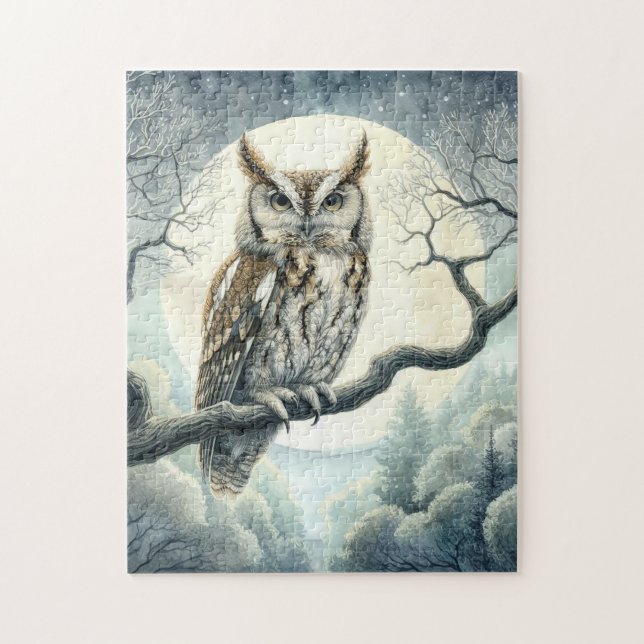 Watercolor Art Screech Owl Jigsaw Puzzle (Vertical)