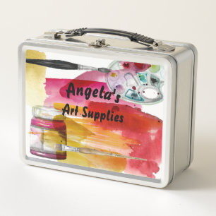 Watercolor Art Supplies Metal Lunch Box