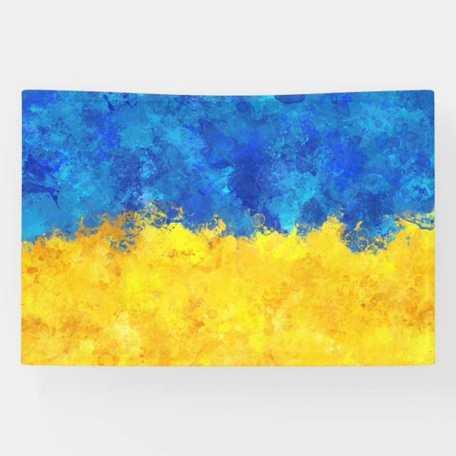 Watercolor art Ukrainian flag Banner (Horizontal)