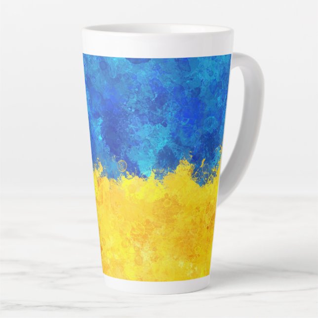 Watercolor art Ukrainian flag  Latte Mug (Right Angle)