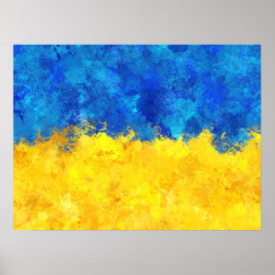 Watercolor art Ukrainian flag  Poster