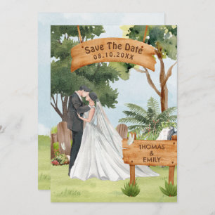 Watercolor art wedding save the date