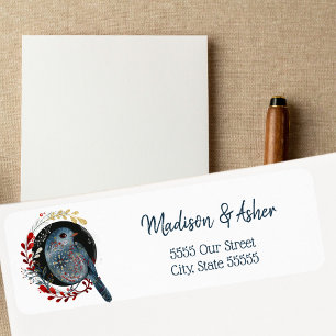 Watercolor Art Winter Bird Botanical Cute Nature  Return Address Label