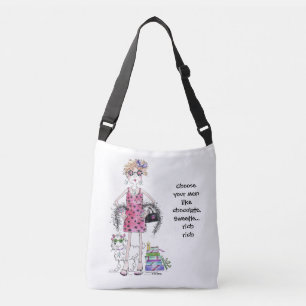 Watercolor Art Woman Humorous Saying Crossbody Bag