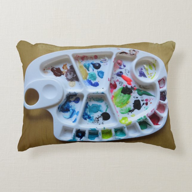 Watercolor artist painter palette pillow (Front)