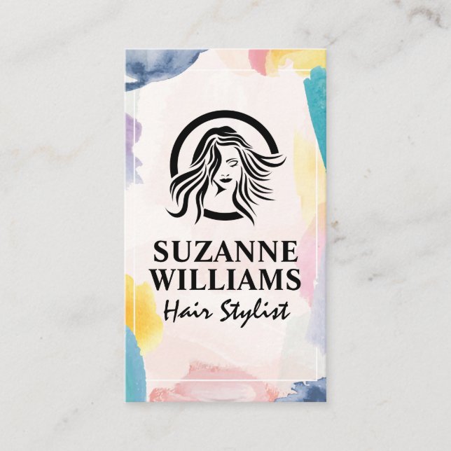 Watercolor Artistic Brush Strokes Appointment Card (Front)