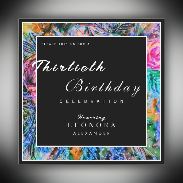 Watercolor Artistic Flowers ANY Birthday Party Invitation (Creator Uploaded)
