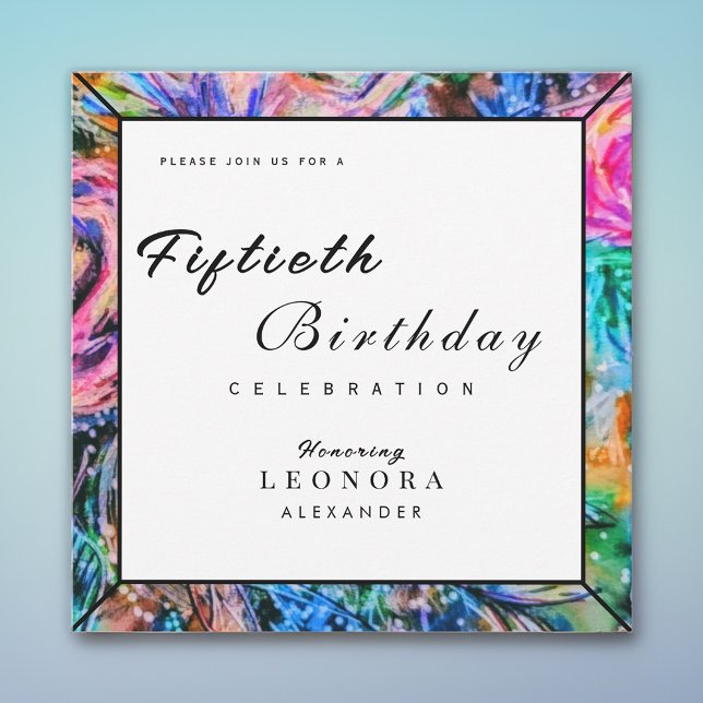 Watercolor Artistic Flowers ANY Birthday Party Invitation (Creator Uploaded)