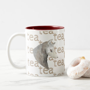 Watercolor Artistic Grey Wolf Wild Animal Tea Two-Tone Coffee Mug