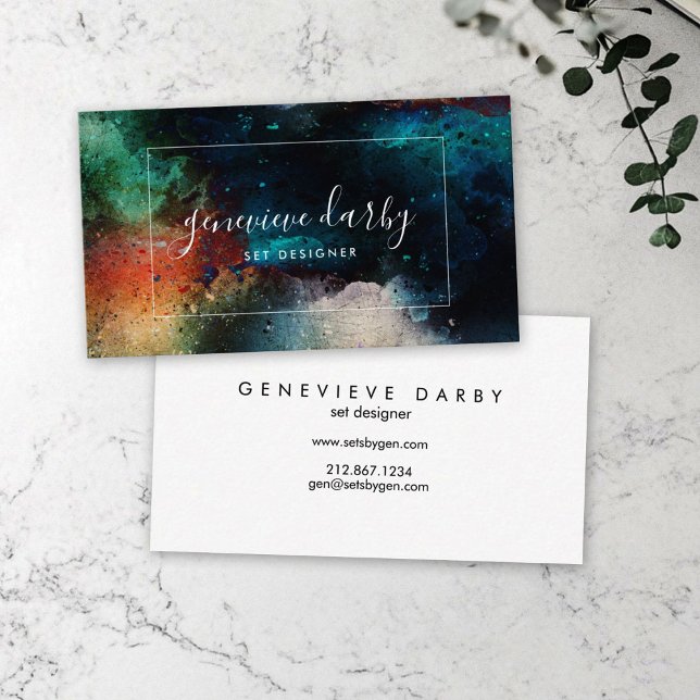 Watercolor Artsy Creative Script Abstract Business Card (Creator Uploaded)