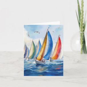 Watercolor Artwork Sailboat Regatta Card